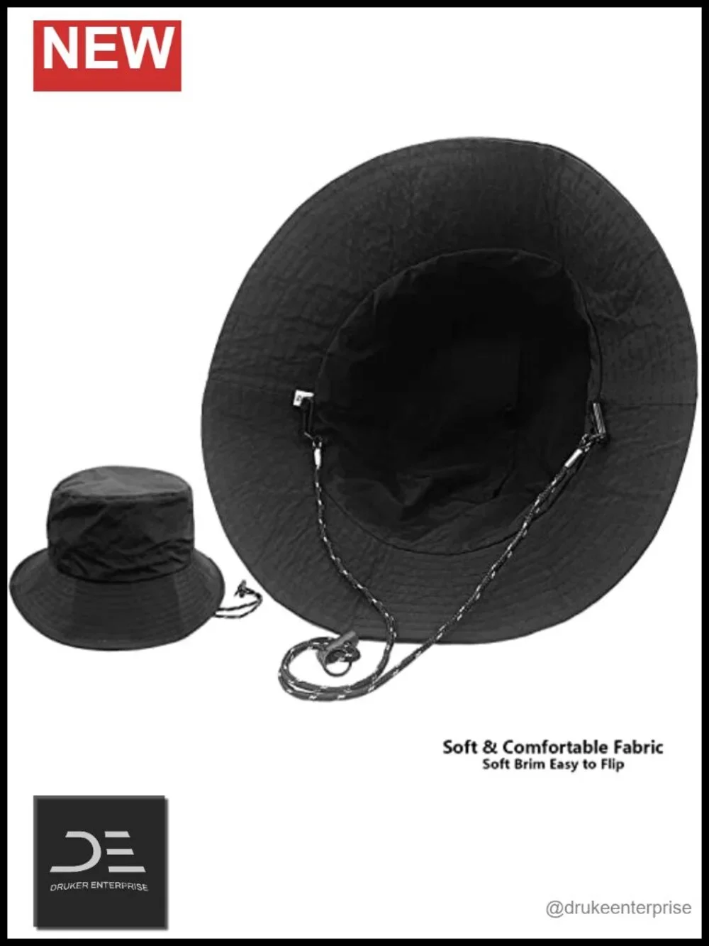 Waterproof Bucket Rain Hat with Chin Strap Quick Dry Packable Boonie Sun Hat